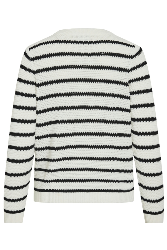VIDALO O-NECK L/S KNIT CARDIGAN - N 14112299 White Alyssum/BLACK